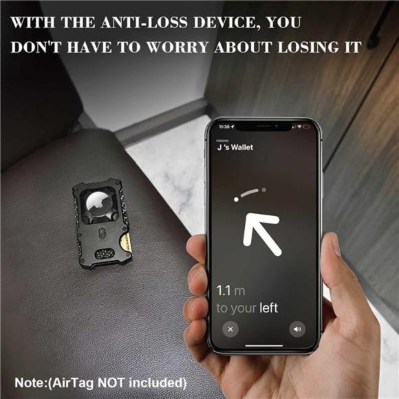 Mens Wallet w/ AirTag Holder Credit slim Front Pocket Carbon Fiber RFID Blocking - Picture 2 of 7